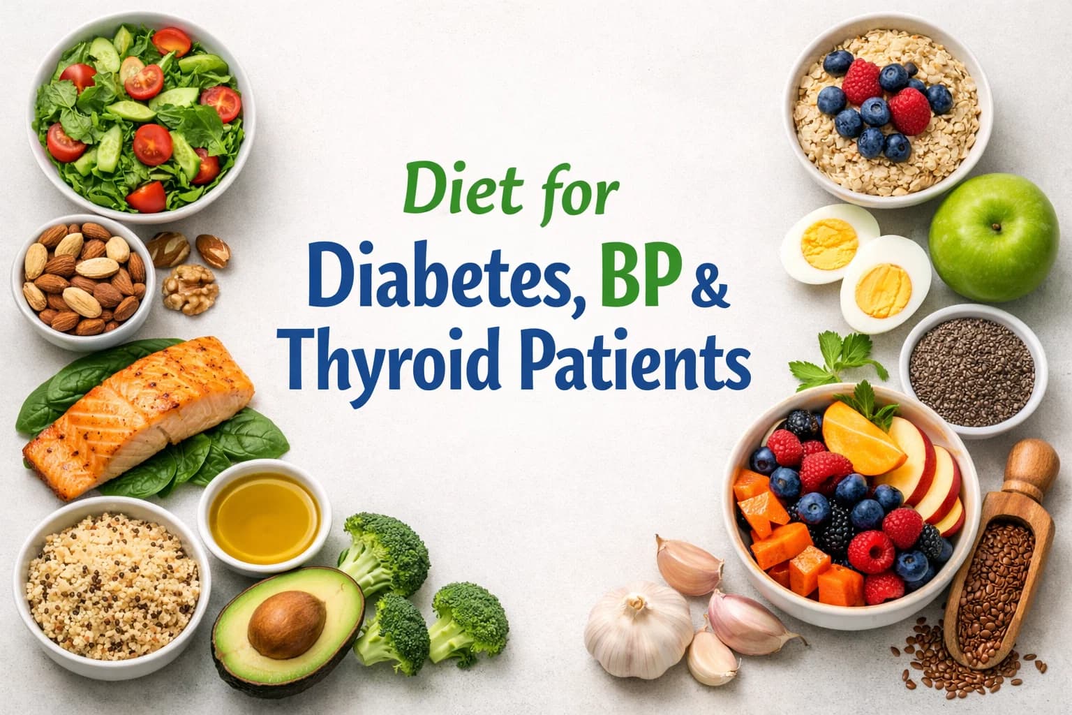 Healthy diet plate with fiber, protein, and low-GI foods for chronic disease management